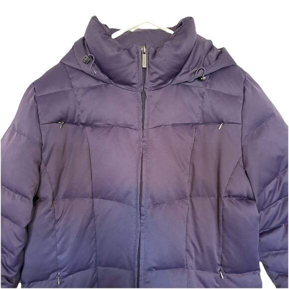 Calvin Klein Coat Down Packable Quilted‎ Purple Hooded Full Zip Puffer Jacket XL - Picture 2 of 11